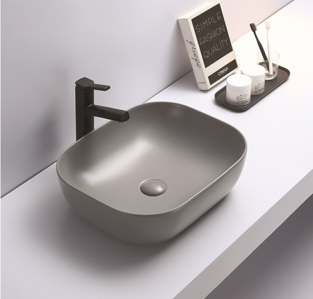 Раковина из санфаянса CeramaLux 78104MH-5 51х41 накладная цвет серый