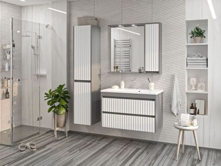 Зеркало-шкаф Brevita Balaton BAL-04090-01-01П 90х80 подвесной цвет белый/серый