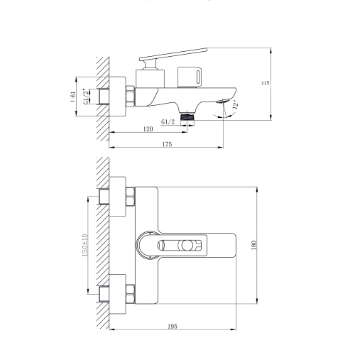 Смеситель для ванны Rush PALM PL2530-44 настенный хром - фото 2