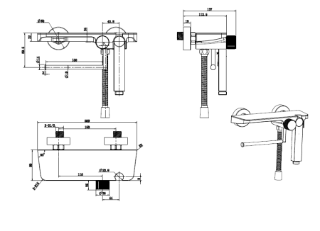 Гигиенический душ со смесителем CeramaLux LT9505 черный