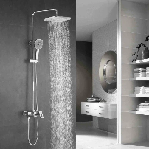 Душевая стойка Shevanik S8236 настенная цвет хром - фото 4