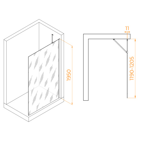 Душевая перегородка RGW Walk In 351010212-11 120х195 стекло прозрачное профиль хром глянцевый