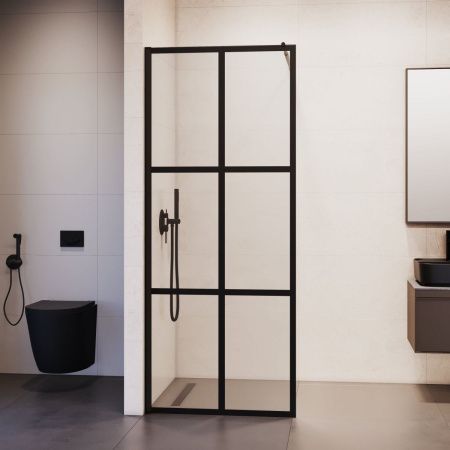 Душевая перегородка RGW Walk In 411011107-84 70х195 стекло с рисунком профиль черный