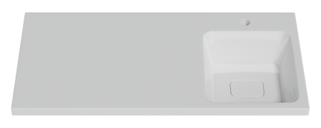 Раковина мебельная из литьевого мрамора Misty Kamilla 100 правая 4627173210560 100х48 над стиральной машиной цвет белый 1 отверстие под смеситель