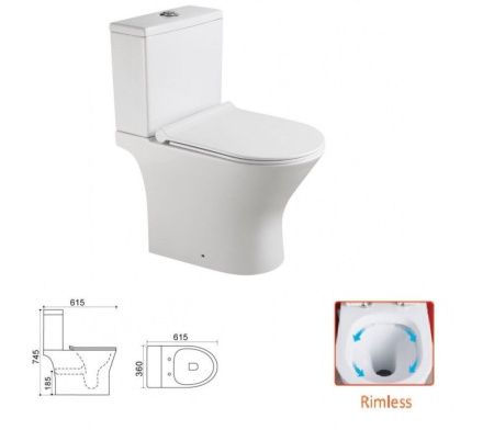 Унитаз-компакт напольный с бачком Stella Polar Ронда SP-00001877 белый с сиденьем микролифт безободковый смыв воронка-водоворот