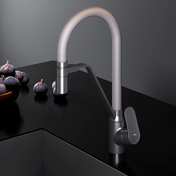 Смеситель для кухни Am.Pm Like F8007825 на раковину/на столешницу черный/серый без термостата