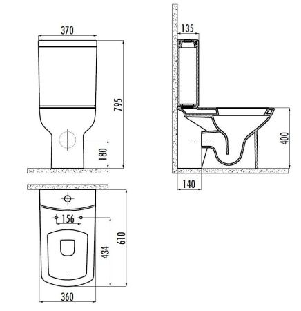 Чаша унитаза напольная Creavit Lara LR310-00CB00E-0000 цвет белый без бачка без сиденья душевой смыв