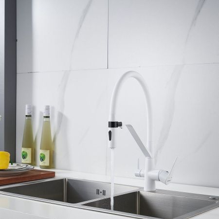 Смеситель для кухни Shevanik S278C на мойку белый