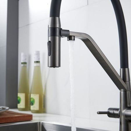 Смеситель для кухни Shevanik S278T на мойку оружейная сталь