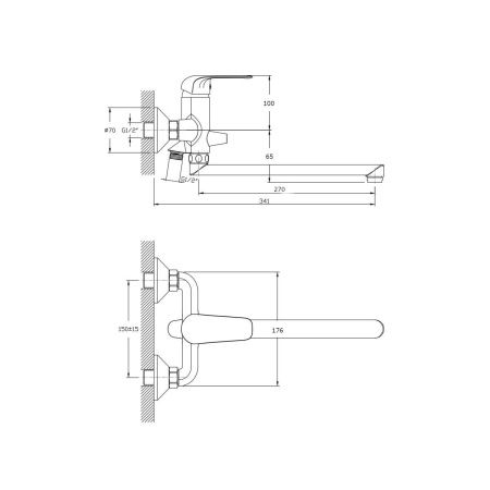 Смеситель для ванны Rush Fiji FI1835-51 настенный хром