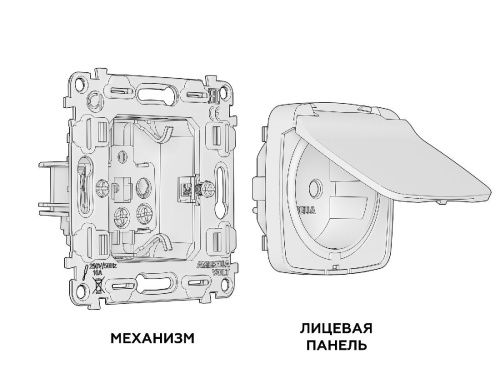 Комплект механизма розетки с/з со шторками и крышкой Ambrella Volt Omega (Омега) MO208010 - фото 3