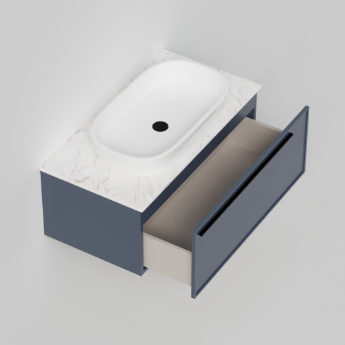 Тумба со столешницей La Fenice ELBA NFNC-01-ELB-BG-90-3-GG 90х62х49 подвесная цвет синий - фото 2