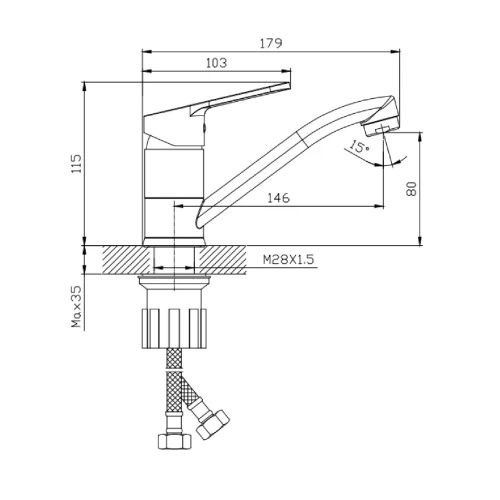 Смеситель для кухни Splenka S07 S07.45 на мойку хром - фото 3