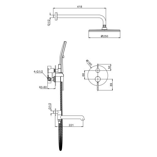 Душевая система Raglo R20.27.06 встраиваемая в стену - фото 2