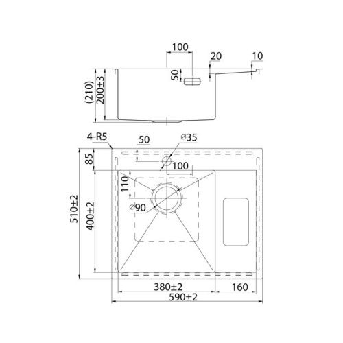 Кухонная мойка IDDIS Haze HAZ59SLi77 59х51 цвет сатин поверхность матовая - фото 2