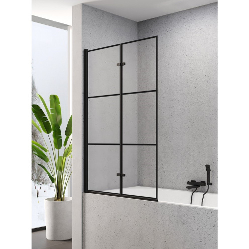 Душевая шторка на ванну New Trendy SUPERIA Black P-0054 100х150 стекло прозрачное профиль черный ориентация левая - фото 2