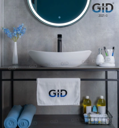 Раковина керамическая Gid Creativo 51177 60х40 накладная цвет белый без отверстий под смеситель