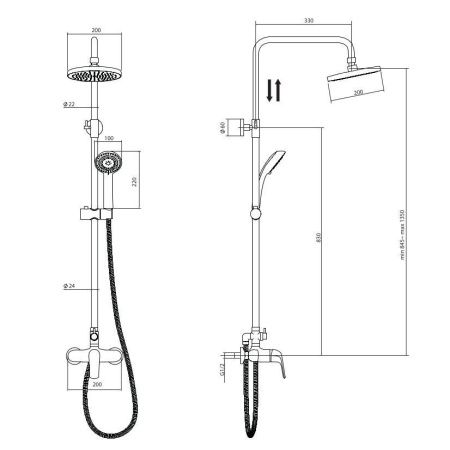 Душевая стойка Rush ST4235-10 настенная цвет хром