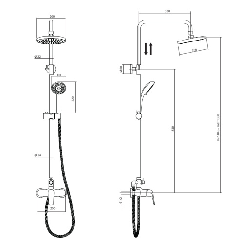 Душевая стойка Rush  ST4235-10 настенная цвет хром - фото 2