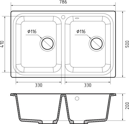 Кухонная мойка Granfest Standart S-780K иней 79х50 цвет белый - фото 3