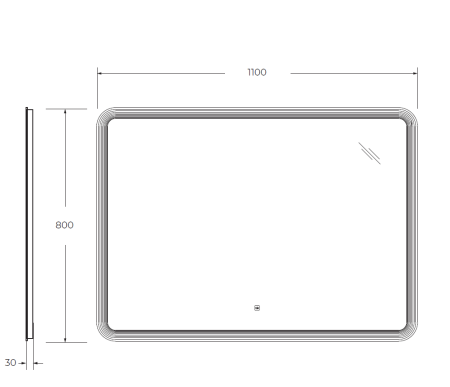 Зеркало с подсветкой Cezares DUET CZR-SPC-DUET-1100-800-LED-TCH 110х80 подвесное