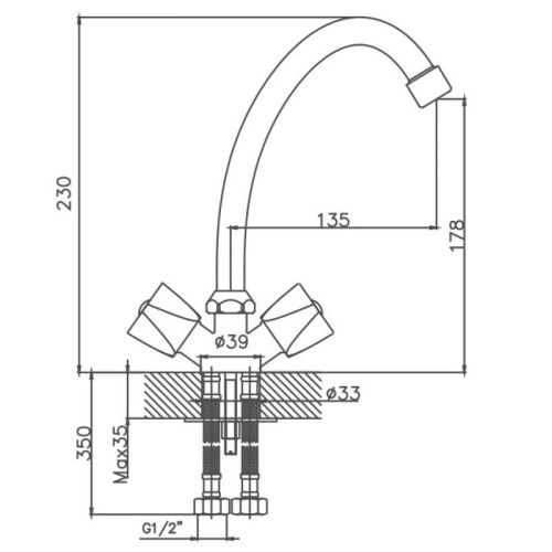 Смеситель для кухни Cron CN4011 на мойку хром - фото 3