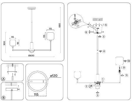 Люстра на штанге Ambrella Light Heigh Light (Хеигх Лигхт) LH53017