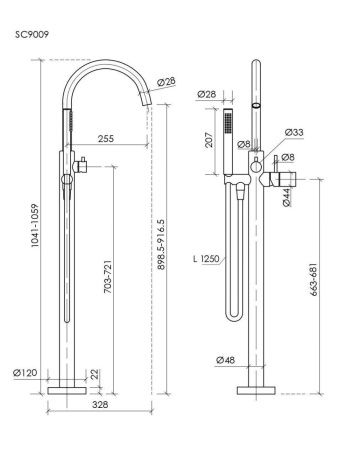 Смеситель Sancos Etna SC9009BG напольный золото