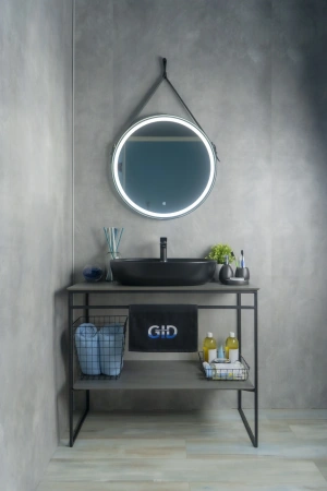 Раковина керамическая Gid Lago 53345 60х40 накладная цвет черный 1 отверстие под смеситель