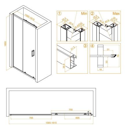 Душевая дверь RGW Classic 32091416-11 160х185 стекло прозрачное профиль хром