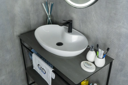 Раковина керамическая Gid Lago 51151 70х40 накладная цвет белый 1 отверстие под смеситель