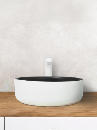 Раковина из сантехнического фаянса WeltWasser WW SK 10000004523 40 см накладная цвет белый/черный без отверстий под смеситель