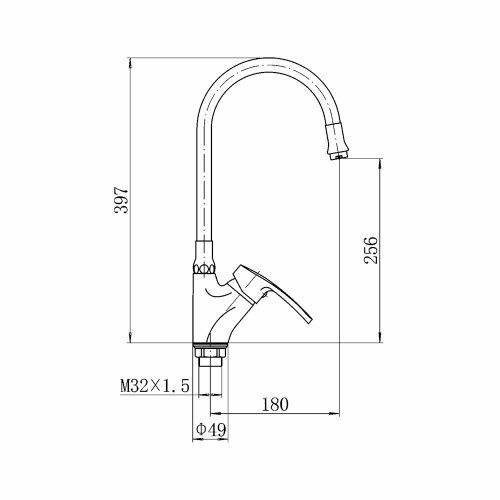 Смеситель для кухни Fashun A4466+A7257 на мойку хром/серый - фото 3