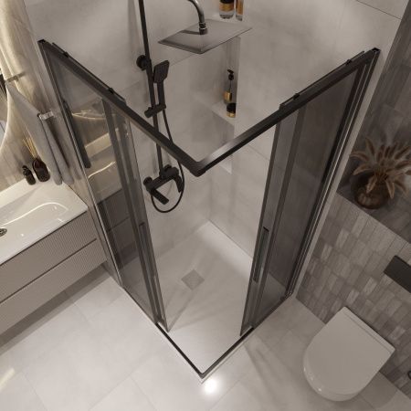 Душевой уголок Niagara Nova NG-2823-34BLACK 90х90 стекло тонированное профиль черный без поддона