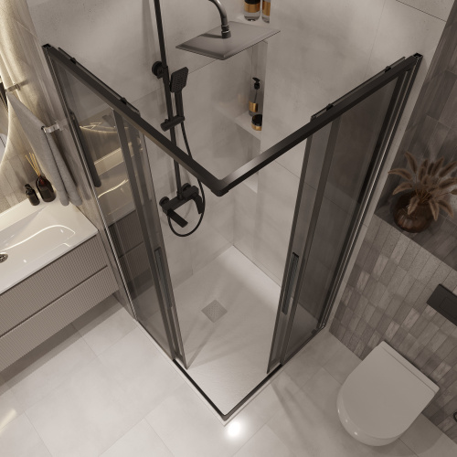 Душевой уголок Niagara Nova NG-2822-34BLACK 80х80 стекло тонированное профиль черный матовый - фото 5