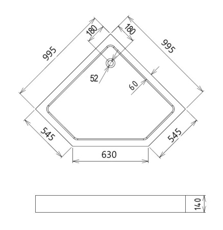 Душевой поддон Gemy ST11T 100х100 акрил белый с ножками и каркасом