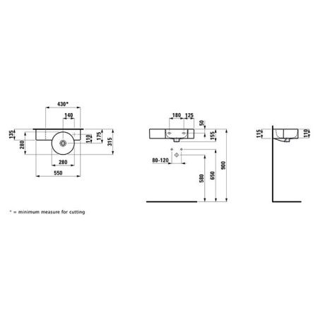 Раковина керамическая Laufen VAL 8.1528.4.000.106.1 60 см подвесная цвет белый 1 отверстие под смеситель