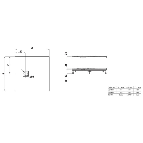 Душевой поддон Laufen Solutions 100х100 искусственный камень белый без ножек - фото 2