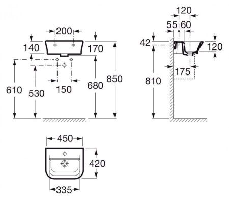 Раковина из сантехнического фарфора Roca The Gap 7327477000 50х40 накладная цвет белый