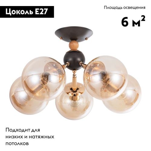 Люстра потолочная Arte Lamp Boston (Бостон) A4485PL-5BK - фото 2