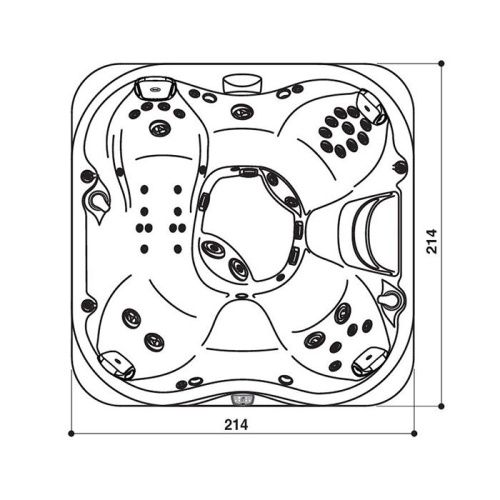 Минибассейн Jacuzzi J335 ZP12RU0EWM0 215х215 квадратный отдельностоящий ClearRay PRO3TECT+Ozone, подсветка IR и Red, стереосистема - фото 3