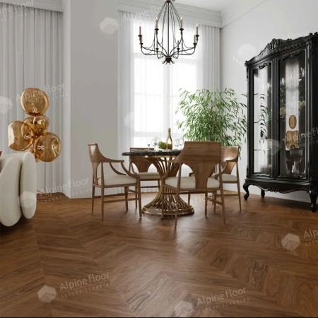 SPC ламинат Alpine Floor Chervon Alpine ECO 18-22 MC Орех Нойер Chevron толщина 0.5 см 43 класс 600х127
