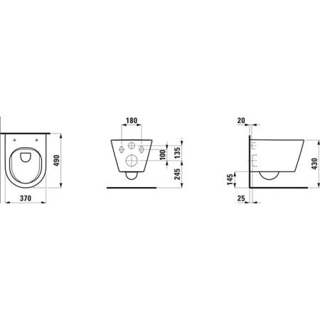 Чаша унитаза подвесная Laufen Kartell 8.2033.3.000.000.1 цвет белый без сиденья безободковая каскадный смыв