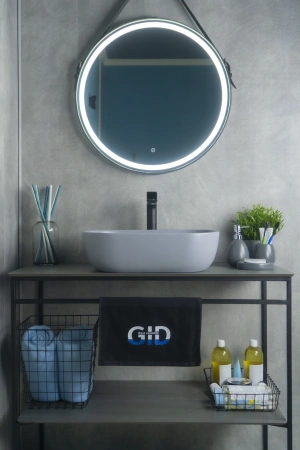 Раковина керамическая Gid Geométrico 53336 50х40 накладная цвет серый без отверстий под смеситель