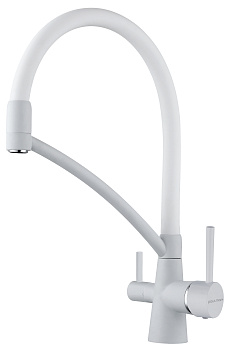 Смеситель для кухни Paulmark SIEGEN Si213111-431TW на раковину белый матовый без термостата