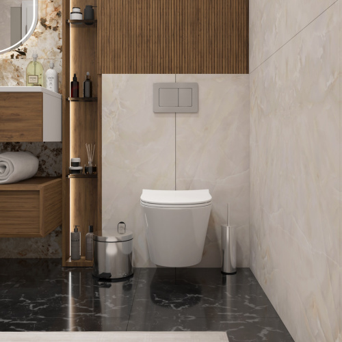 Унитаз подвесной Teymi Solli T40202 белый с сиденьем микролифт безободковый каскадный смыв - фото 4