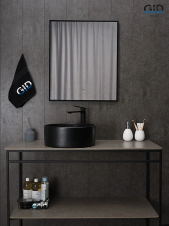 Раковина керамическая Gid Esfera 53368 40х40 накладная цвет черный без отверстий под смеситель