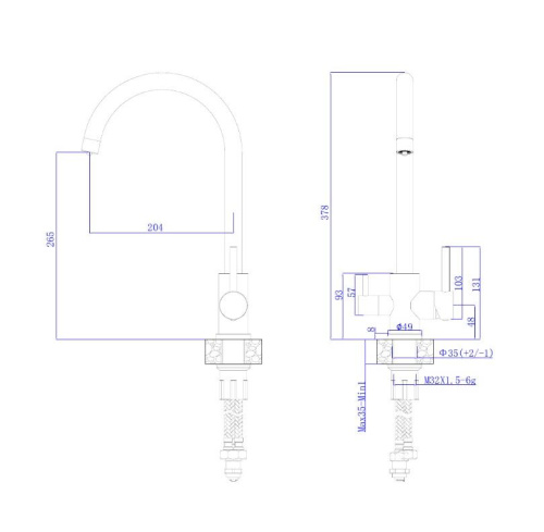 Смеситель для кухни SUS9035-37Black на мойку черный - фото 2