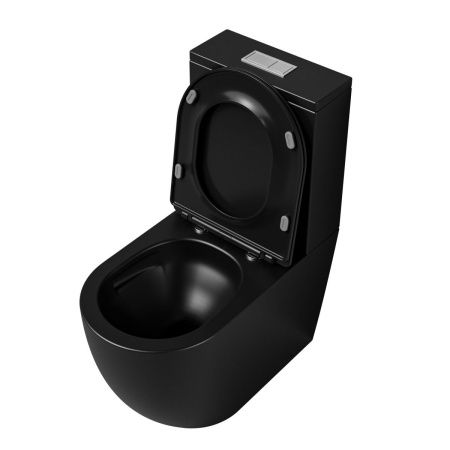 Унитаз напольный с бачком Grossman Торнадо GR-4494BMSQ черный с сиденьем микролифт безободковый смыв торнадо