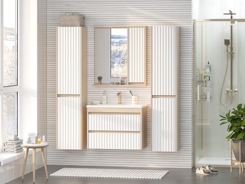 Зеркало-шкаф Brevita Balaton BAL-04075-03-01П 73х14х80 подвесной цвет белый/бежевый - фото 5 Зеркало-шкаф Brevita Balaton BAL-04075-03-01П 73х14х80 подвесной цвет белый/бежевый - фото 5